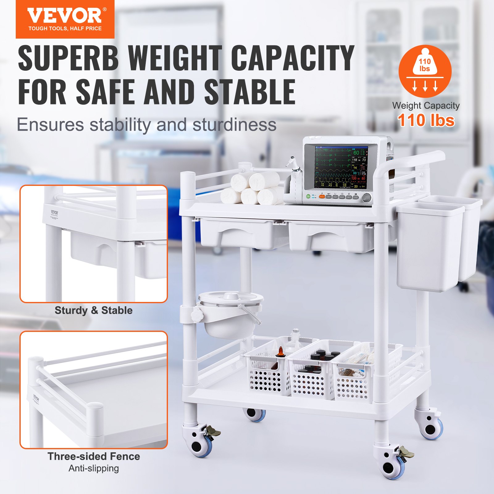 Medical Laboratories - 2 Tiers Lab Carts, Lab Utility