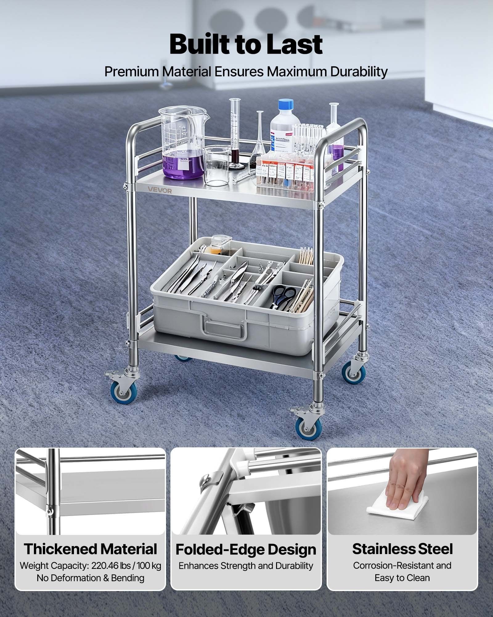 Stainless Steel Cart, 2-Tier R – Medical Laboratories Bewertung und Preis