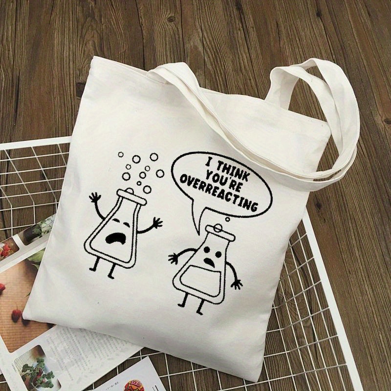 White Canvas Tote Bag Cartoon  – Medical Lab Design Bewertung und Preis
