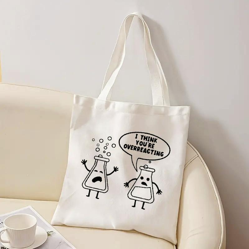 White Canvas Tote Bag Cartoon  – Medical Lab Design Bewertung und Preis